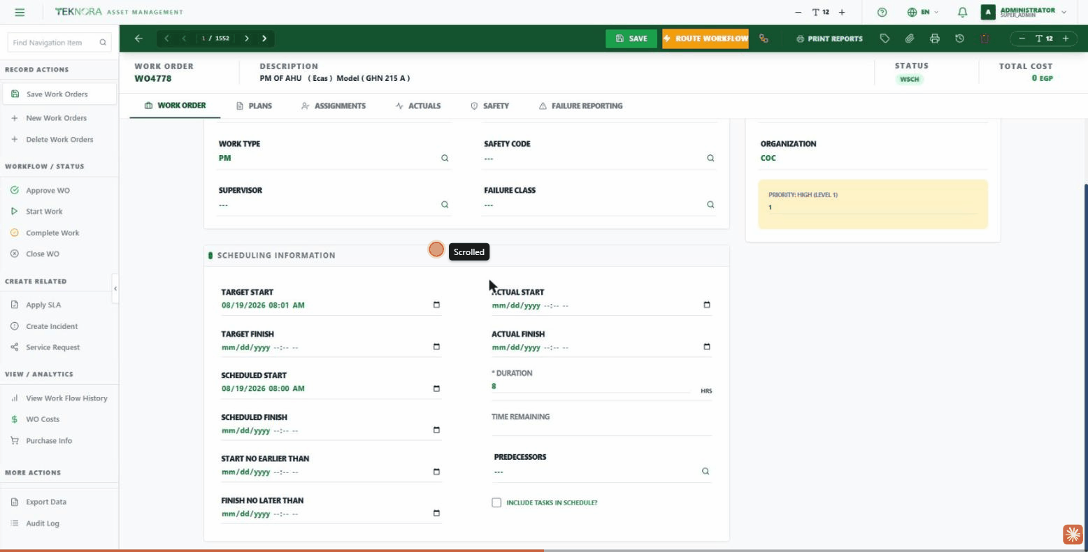 Work Order Details screen overview