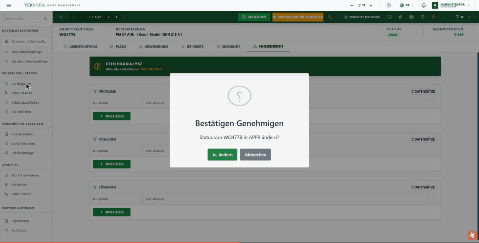 Arbeitsauftrag genehmigen