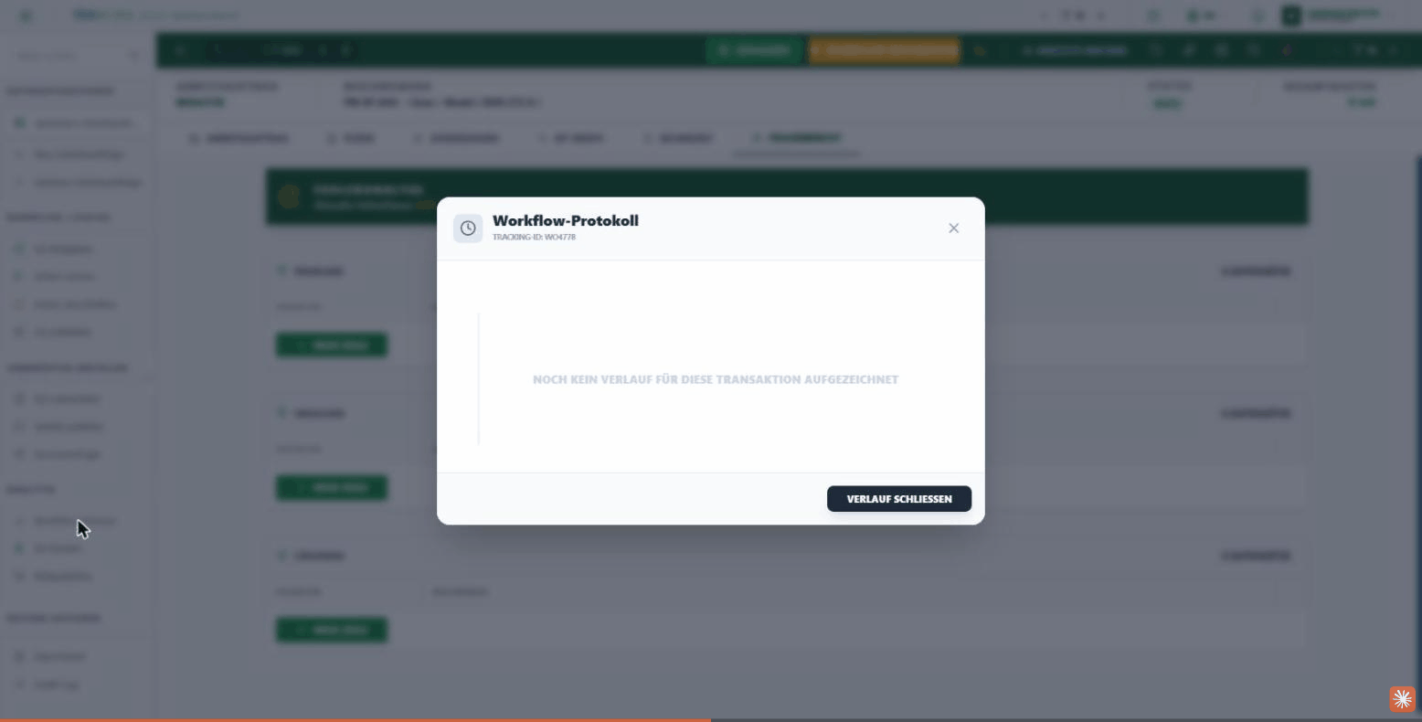 Workflow-Historie anzeigen