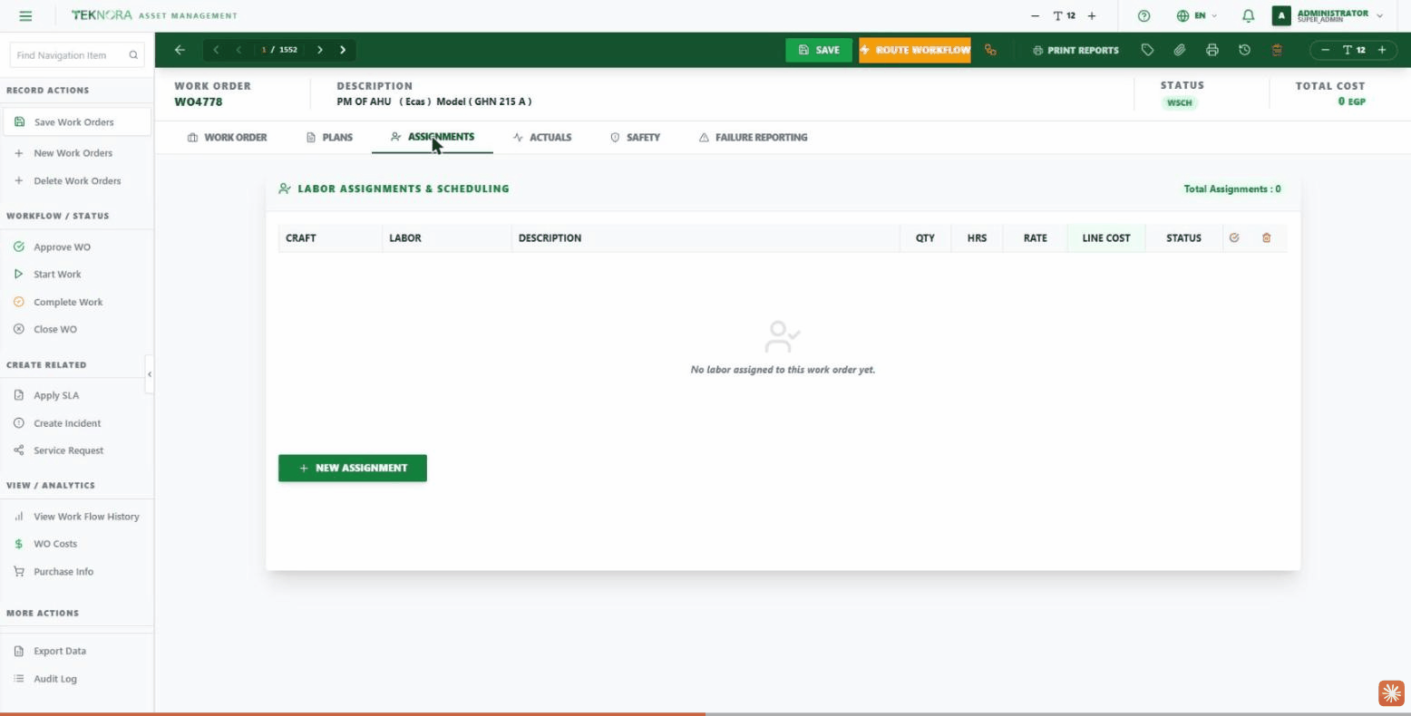 Assignments tab