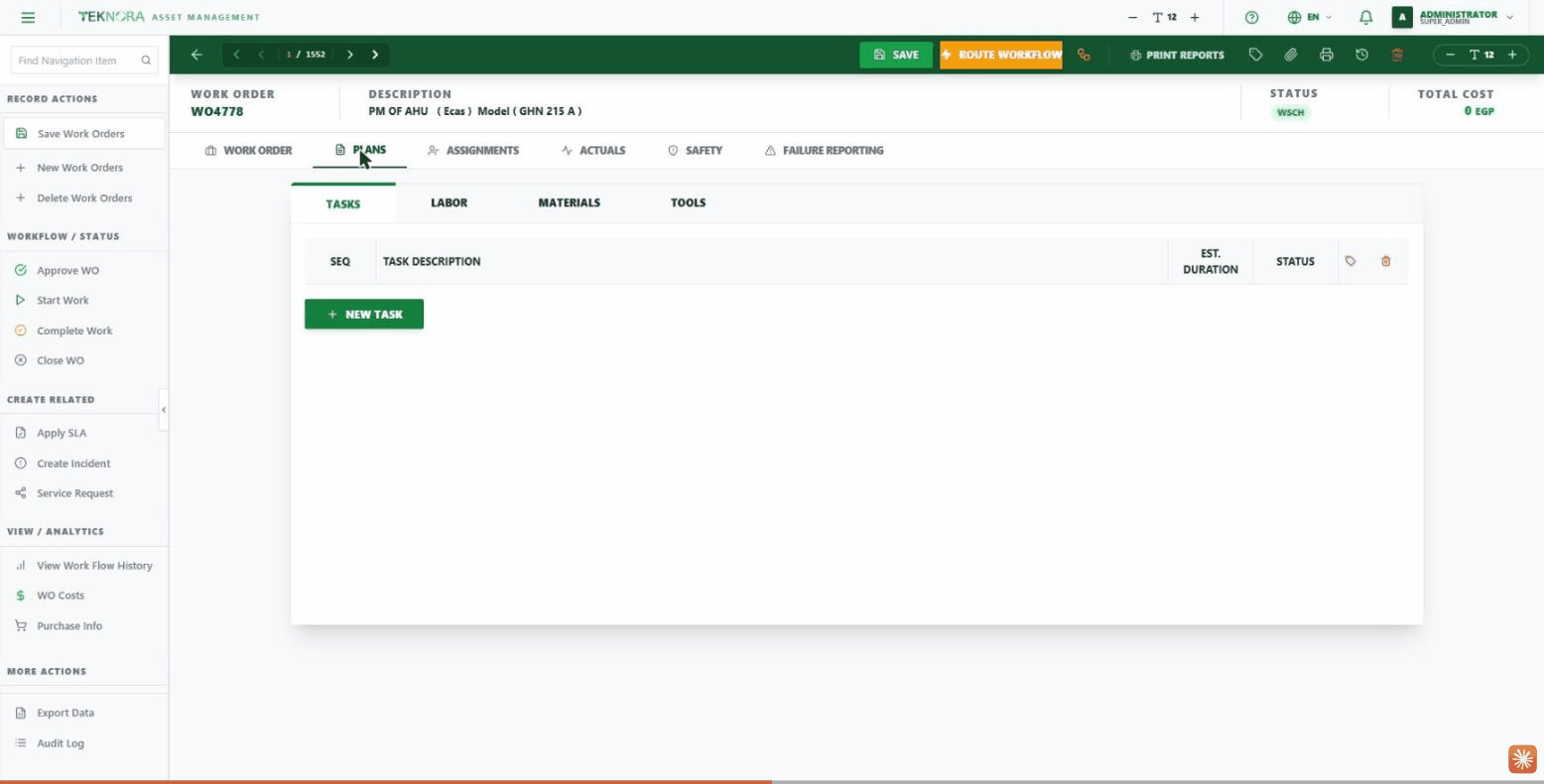 Plans tab